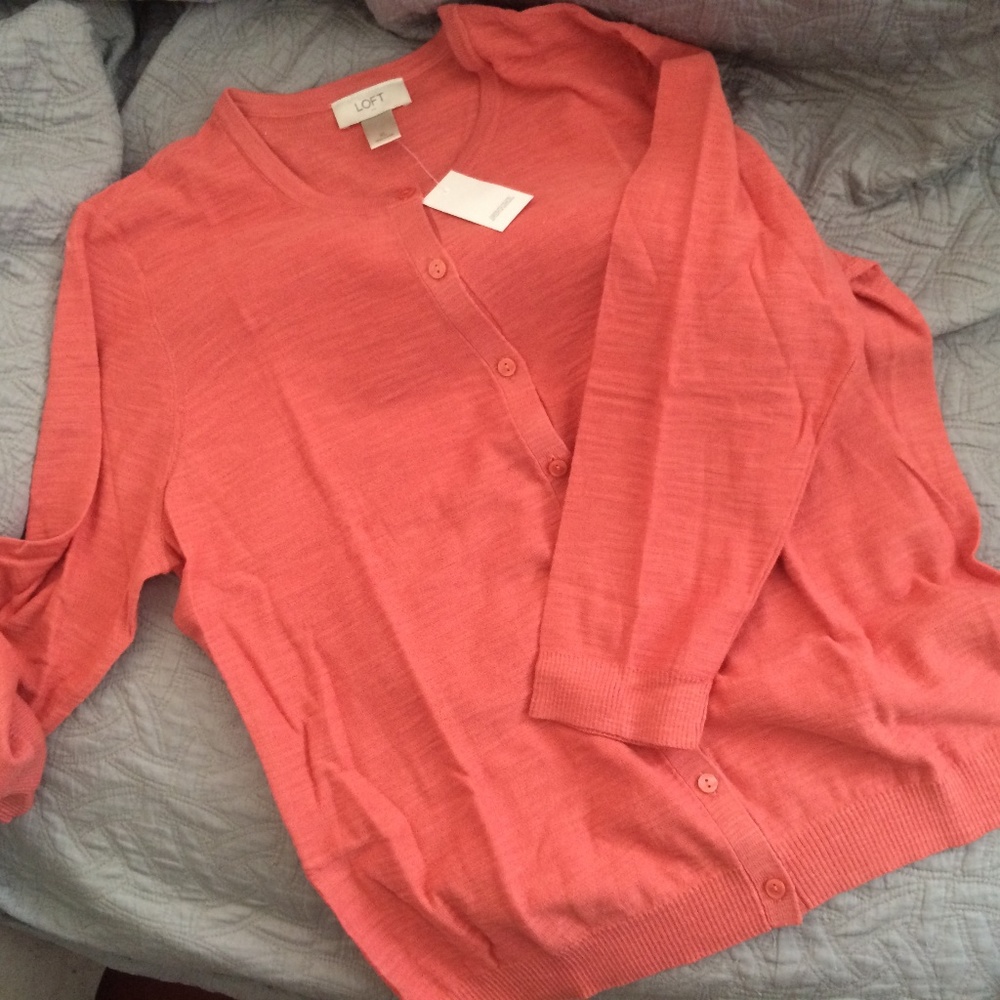 LOFT Three Quarter Sleeved Crew Neck Cardigan XL
